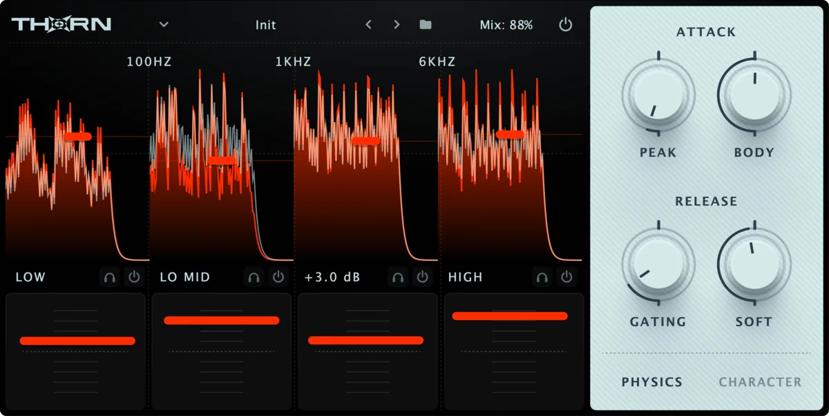 THORN adaptive multiband transient shaper plugin interface