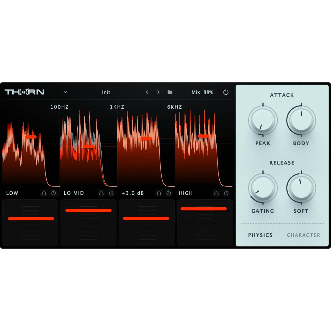 THORN adaptive multiband transient shaper plugin interface